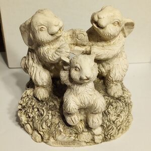 Hen-Feathers Rabbit Figurine Candle Holder